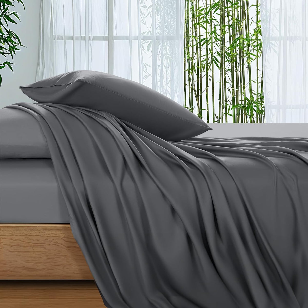 100% Viscose Derived from Bamboo_Sheets Queen,4PC