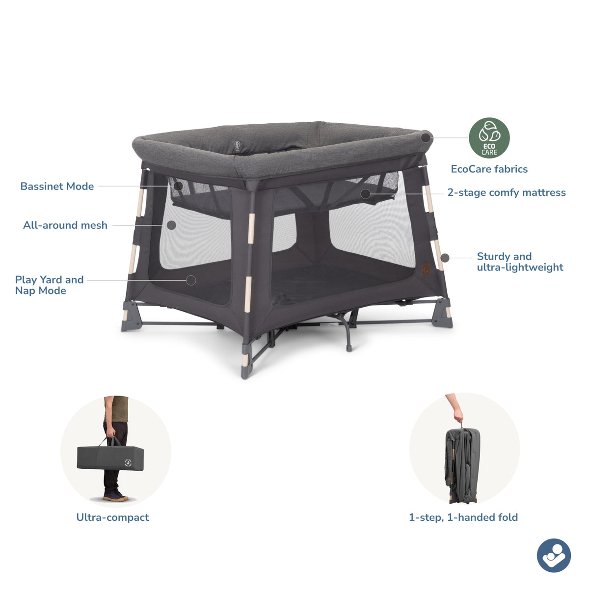 Baby Play Yard & Bassinet - Classic Graphite