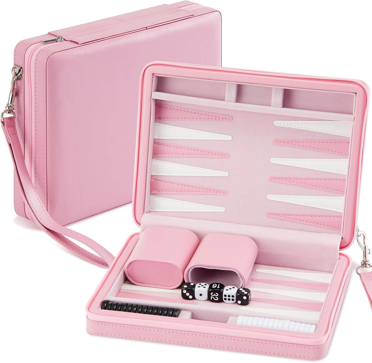 Travel Backgammon Set Board Games for Adults Portable Backgammon 9.4 x 7.1 inches Leatherette Case Classic Strategy
