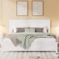 Rustic Platform Bed Frame with Barn Door Design Headboard and Footboard for Bedroom, King Pine Wood Bed with Wooden