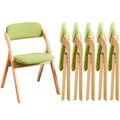 6-Pack Folding Chairs with Cushion, Linen Padded Foldable Chairs, Raw Wood Frame, Ideal for Indoor/Outdoor Use