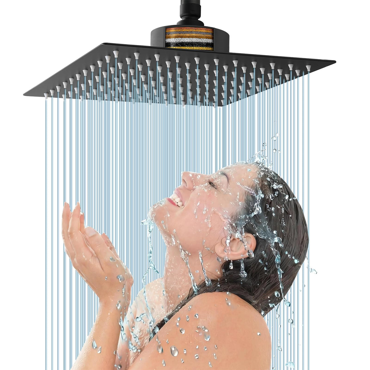 Rain Shower Head with Filtered - High Flow Bathroom Rainfall Filter Showerhead For Hard Water, Upgraded 304 Stainless