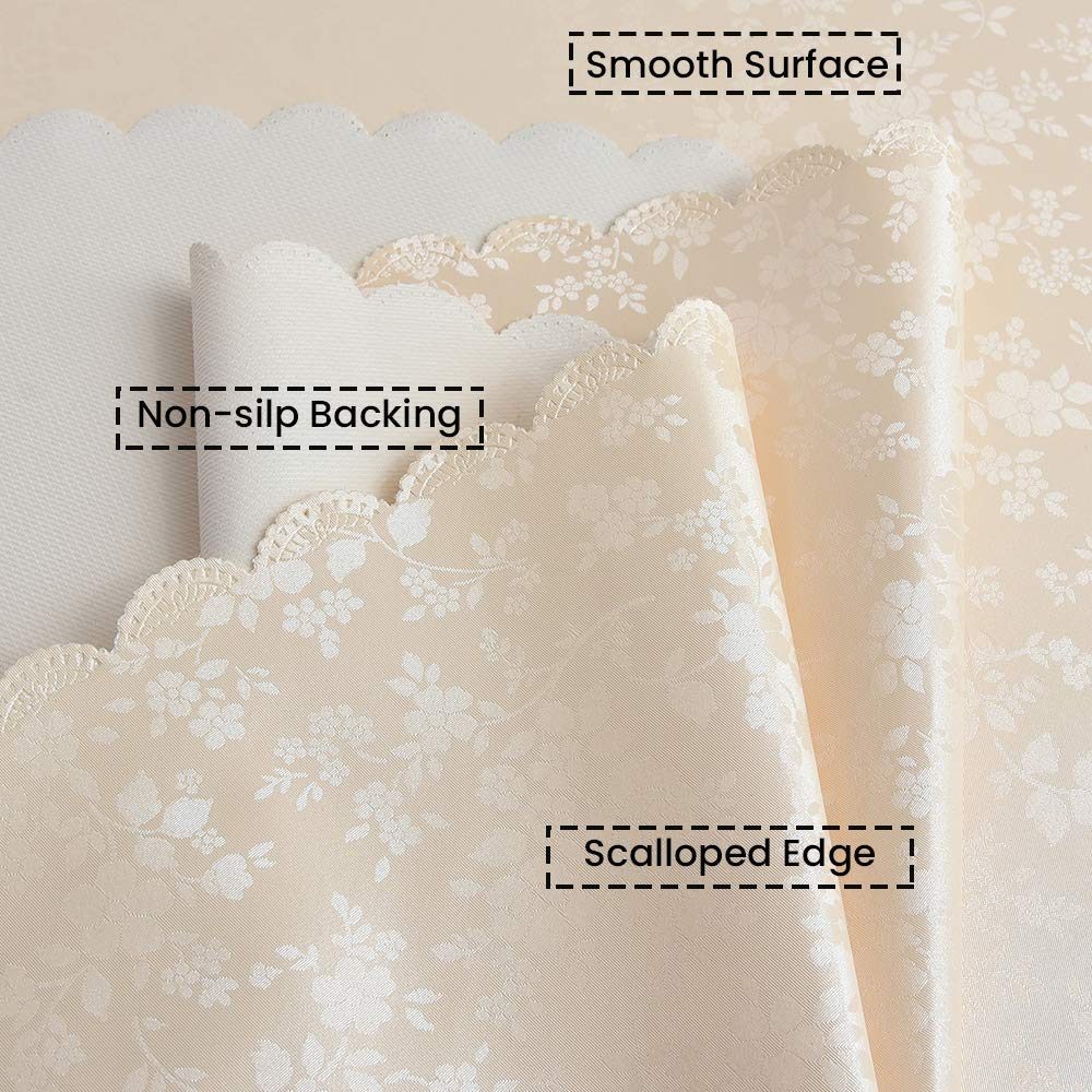Waterproof Vinyl Tablecloth Round, 60 x 60 Inch, Rose Beige