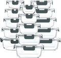 30 Piece Extra Large Glass Food Storage Containers with Lids,Gray