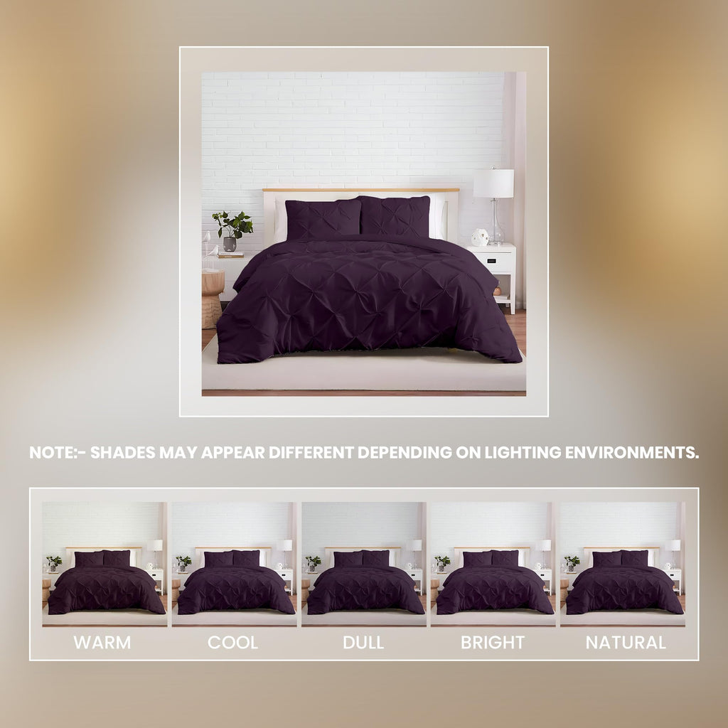 3 Pc Pinch Pleated - Pintuck Duvet Cover Set - 100% Egyptian Cotton - 1000 Thread Count Luxury Comforter