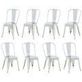 Metal with Backrest, Stackable, Silver, 8 Pack