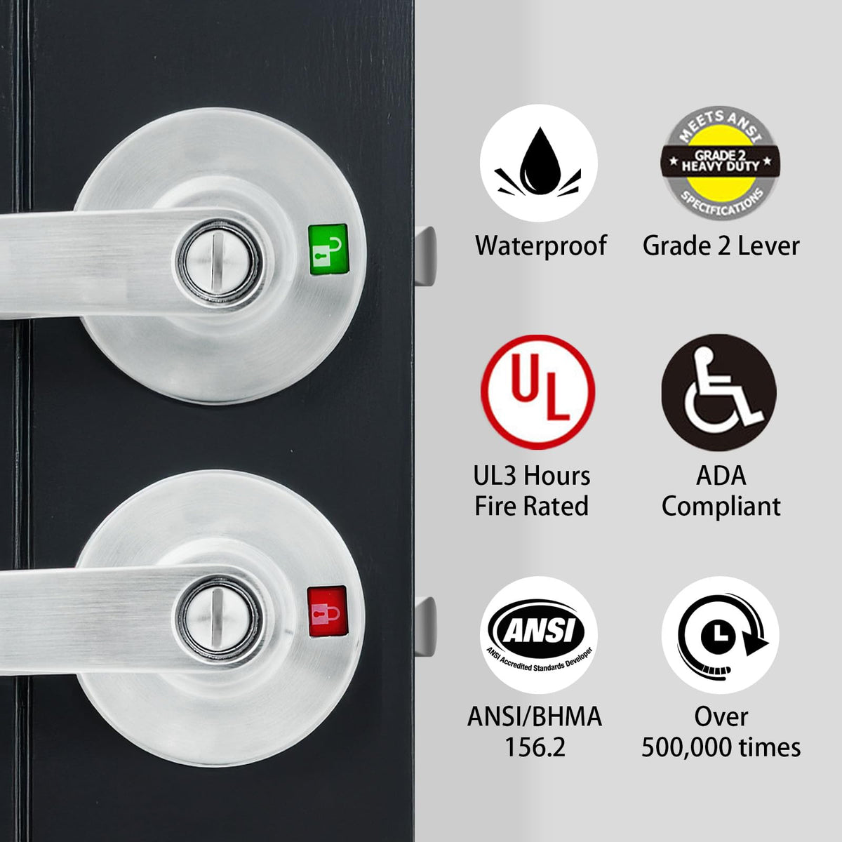Commercial Bathroom , Grade 2 Lever, 2-3/4''Backset
