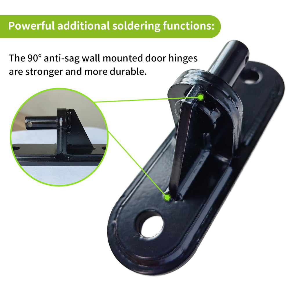 Heavy Duty Gate Hinges 2 Pack, Steel Anti-Sag Design Wall Mount