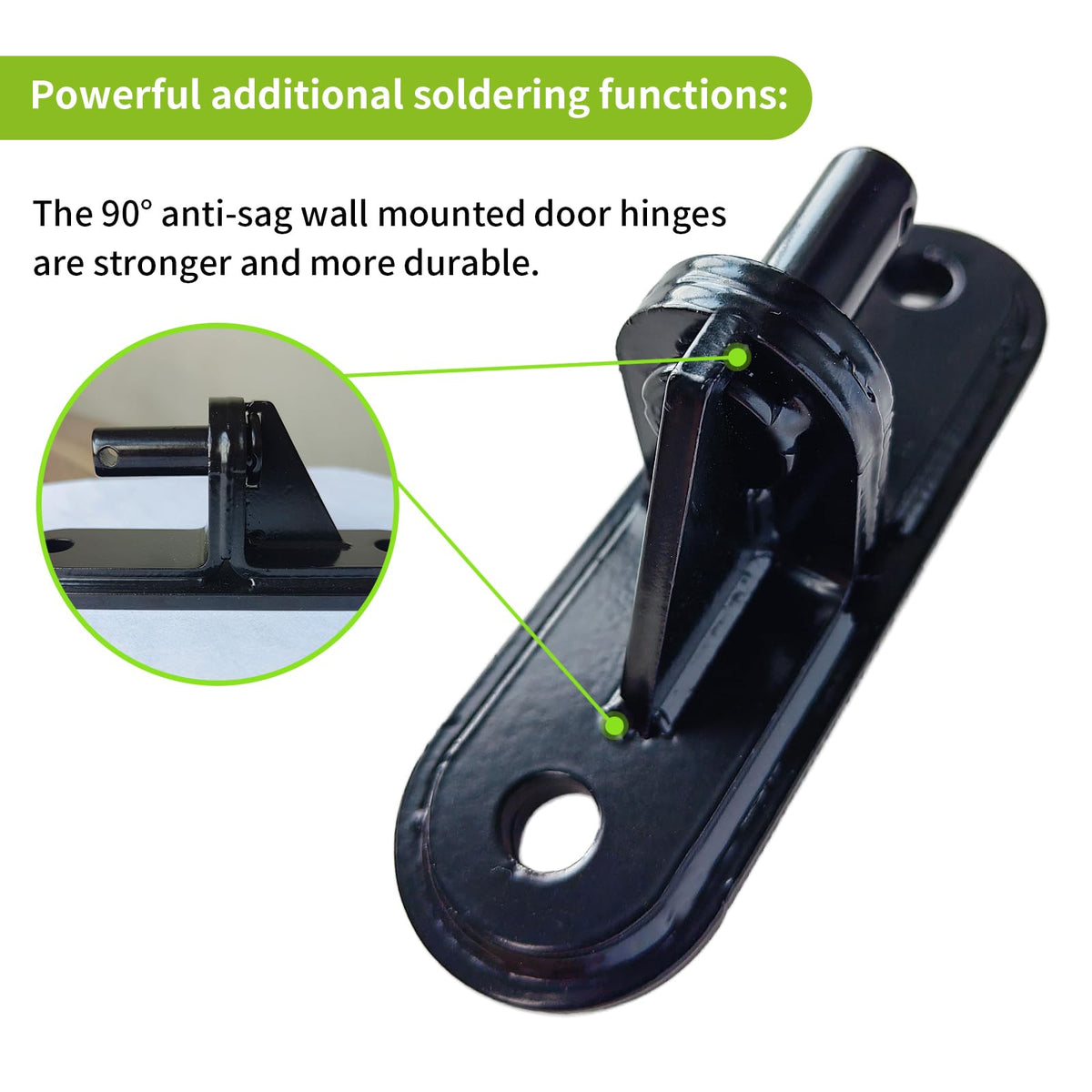 Heavy Duty Gate Hinges 2 Pack, Steel Anti-Sag Design Wall Mount