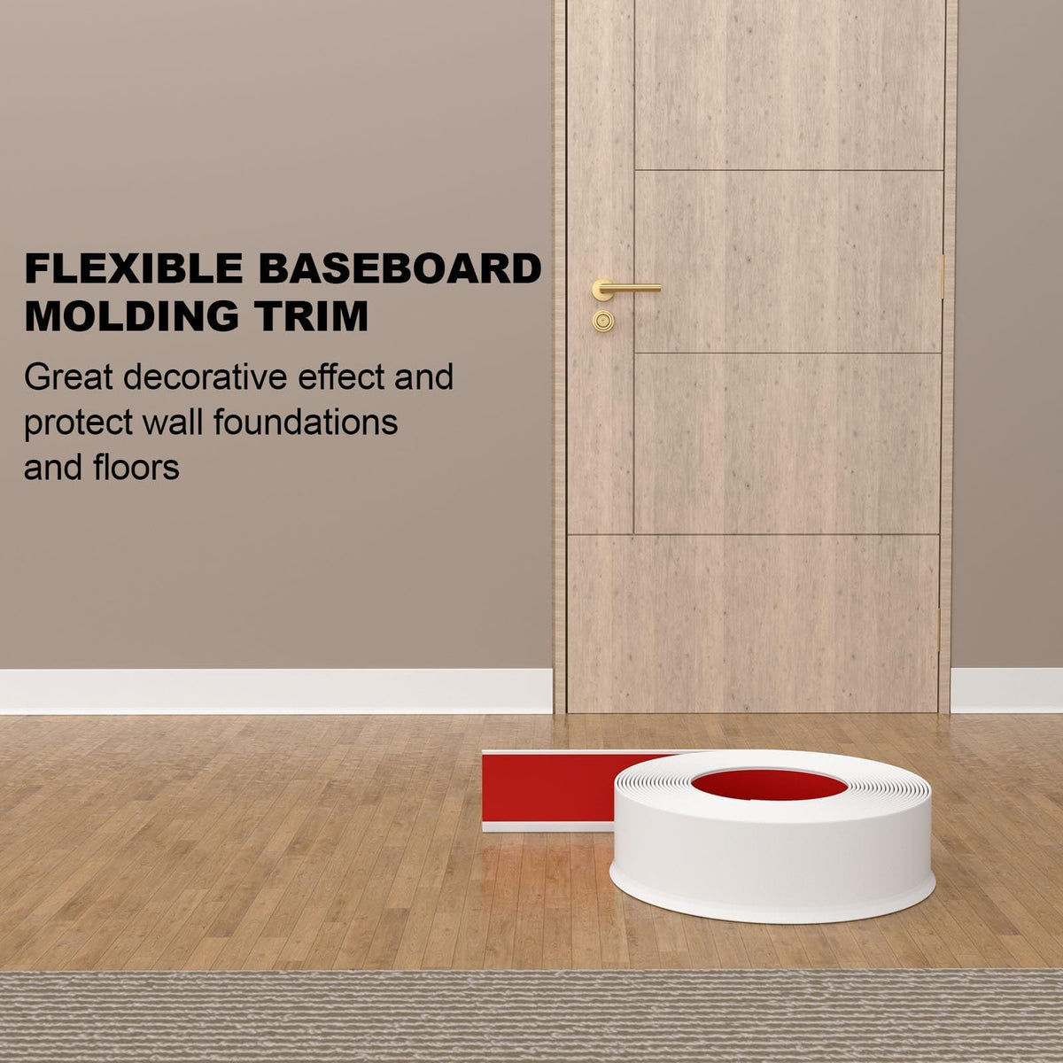 Peel and Stick Vinyl Baseboard Trim, 4 in x 100 ft Vinyl Wall Base, White