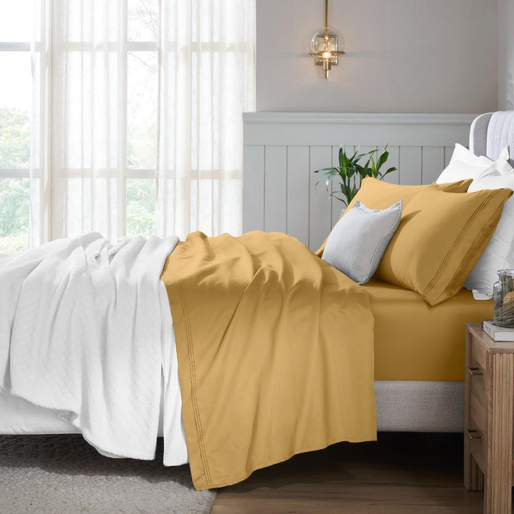 Egyptian Cotton 4 Piece Sheet Set, 650 Thread Count, Eco-Friendly, Sustainable Sheets, Ultra-Soft, Solid, Deep Pocket