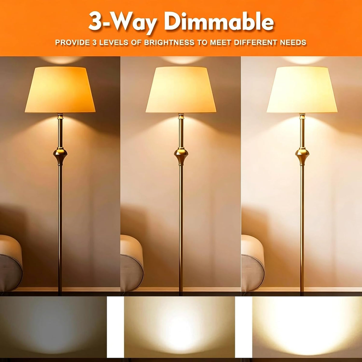 3-Way Light Bulbs, Three Way Bulb,50/100/150 Watt Incandescent Light Bulbs, Soft White 2700K, Incandescent A19 Light