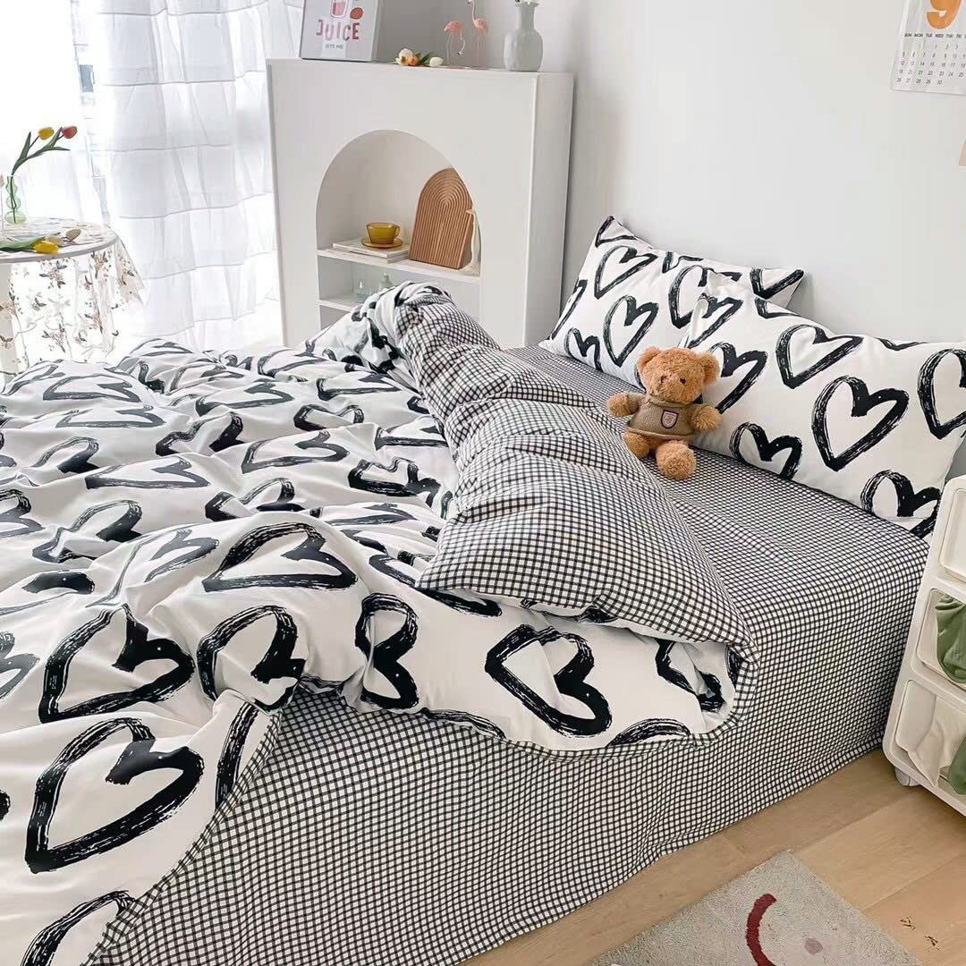 Black and White Plaid Bed Sheets Buffalo Black Grid Flat Sheets Modern Boho Black White Mini Plaid Fitted Sheet