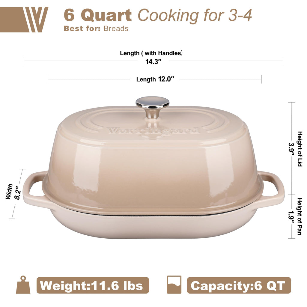 Enameled Cast Iron Dutch Oven Pot with Dome Lid, Oval Bread Oven made Sourdough Bread Baking, Oven Safe up to 500°F