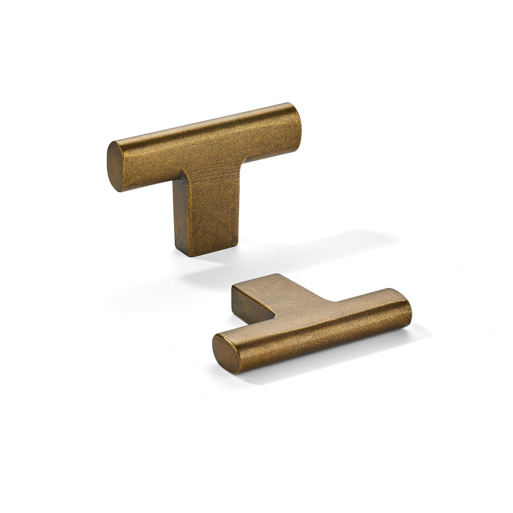 Knob 10-Pack Antique Brass Heavy Duty Soild 2inch Cabinet knobs T-Knob Kitchen Drawer Hardware Drawer Cabinet Door