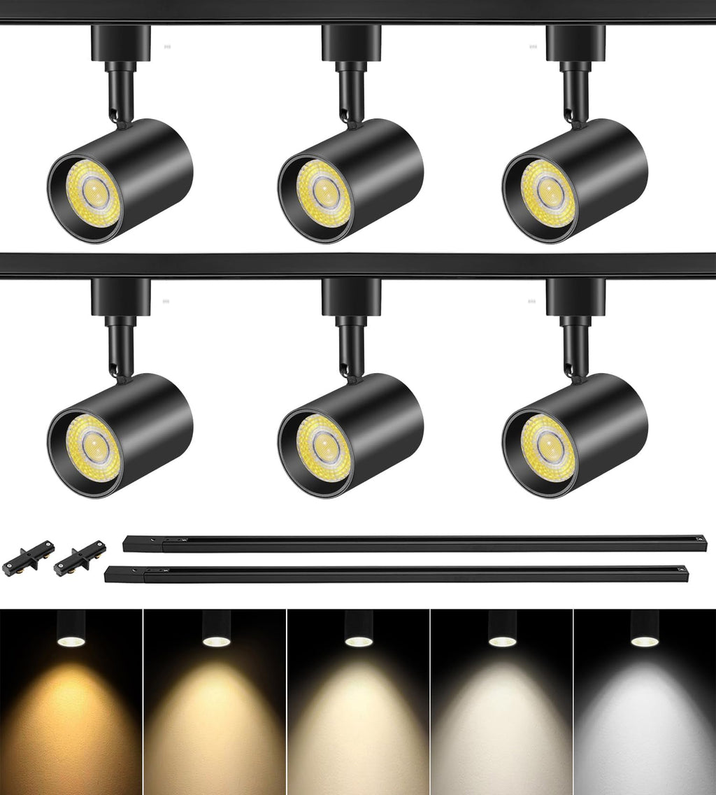 LED Track Lighting Kit with 6.6FT Rails, 10W Black