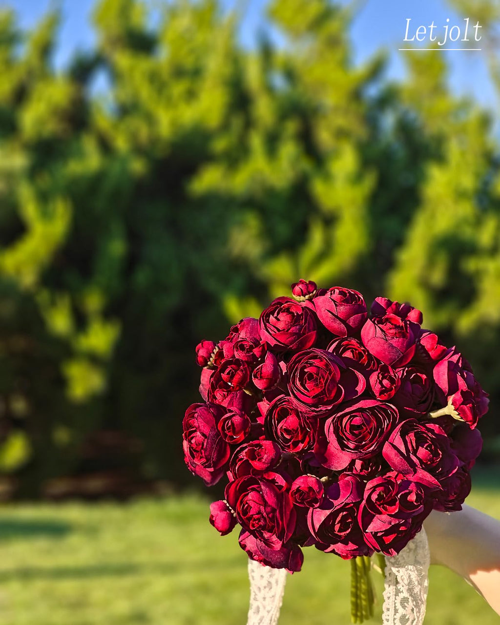 Ranunculus 18 Pcs Dark Red Silk Flowers