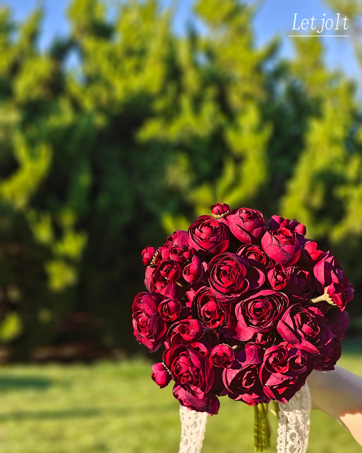 Ranunculus 18 Pcs Dark Red Silk Flowers