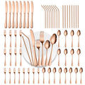 56 Pieces Mirror Rose Gold Silverware Service for 8 Flatware Set Stainless Steel Utensils Cutlery Set Dishwasher Safe