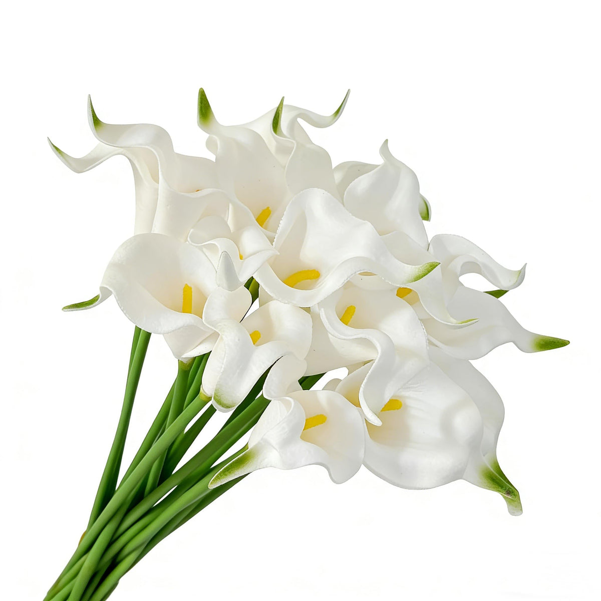 10 Stems Real Touch Calla Lily Artificial Flowers, 15.7in White Faux Calla Lilies with PU Blooms and Bendable Stems