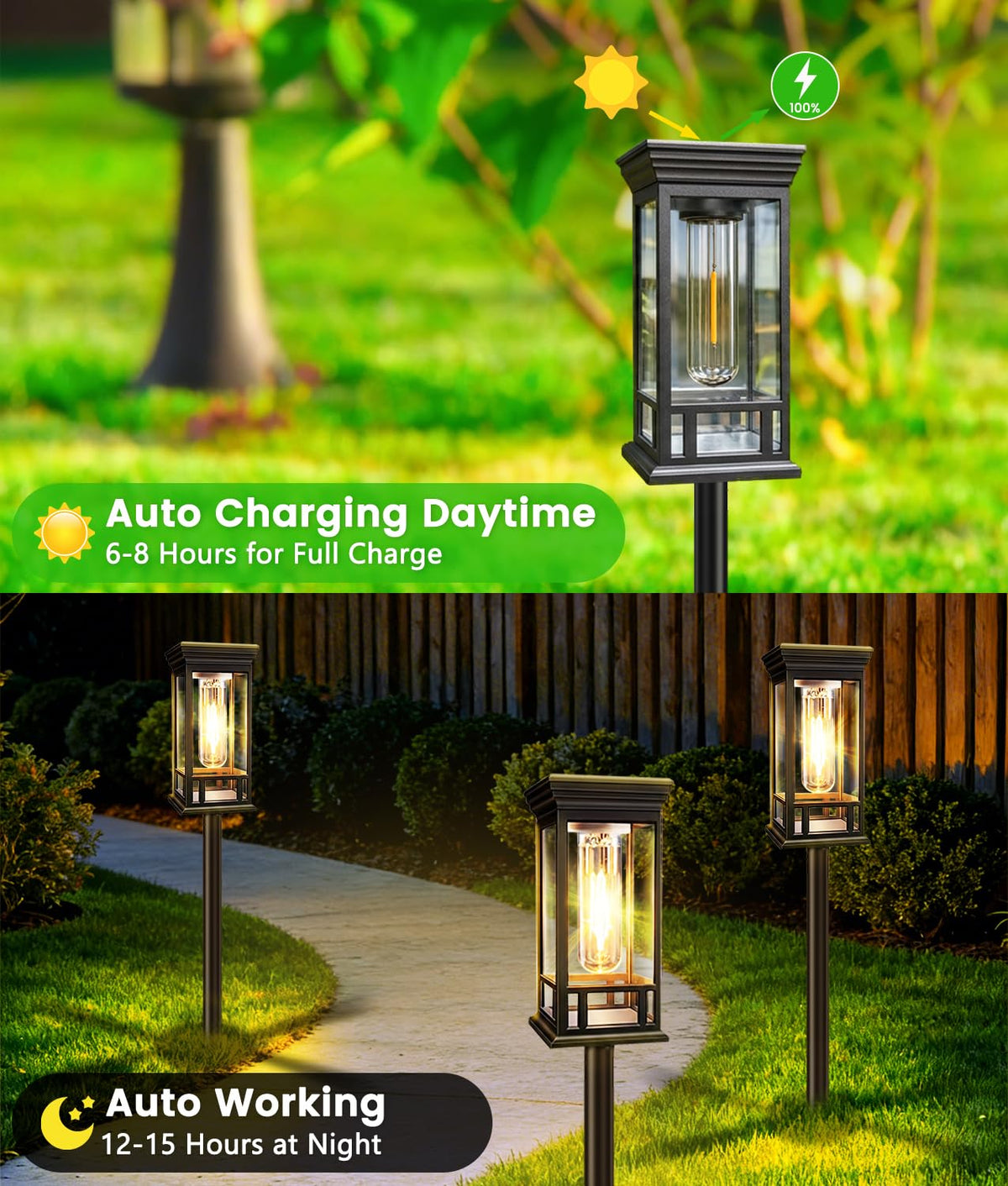 2 Pack Bright Solar Garden Lights, Solar Pathway Lights Outdoor Waterproof