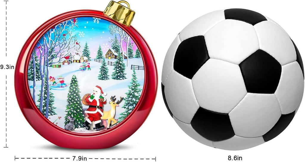 Large Christmas Santa Snow Globe Light up Lantern with 8 Songs, 8.7" Red Big Christmas Snow Globes for Kids Adults