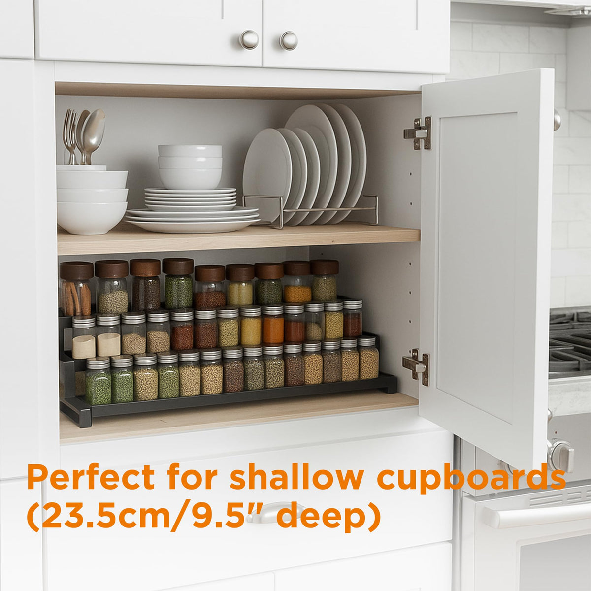 Spice Rack Organizer Cabinet or Pantry, 16"-29" Expandable Spice Organization Shelf, Seasoning Organizer