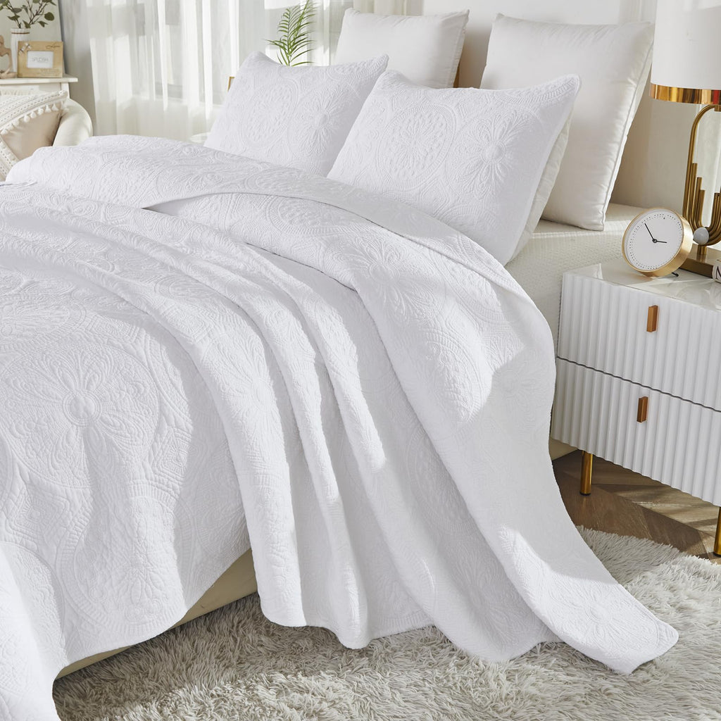Luxury Medallion Quilt Bedding Set Cotton Farmhouse Comforter Set Bedspread Matelasse Coverlet