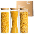 Pasta Containers Storage 2 Qt, Spaghetti Container, 3 Pack Glass Jar