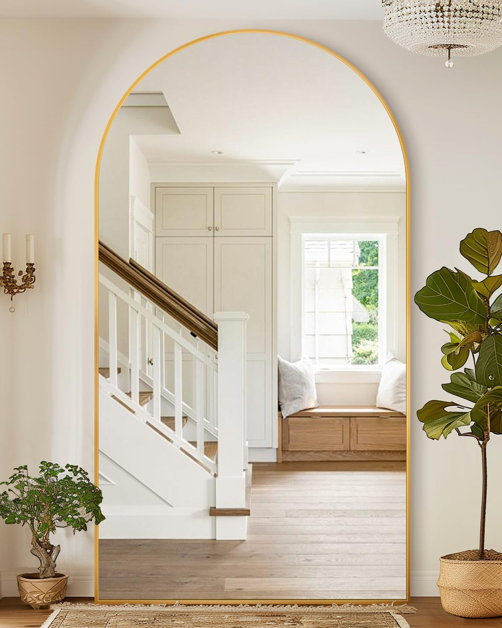 81"x41" Arched Full Length Mirror with Stand,Full Body Floor Mirror