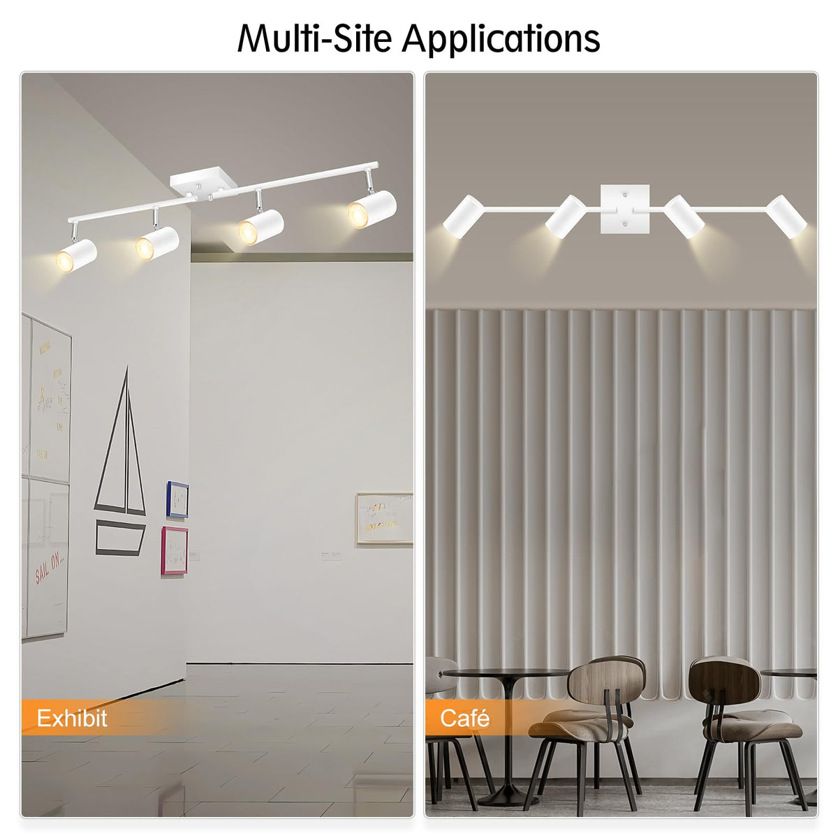 4 Light Track Lighting Fixtures Ceiling, Matte White Track Lights Ceiling with Flexibly Rotatable Light Heads, Modern