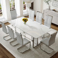 79" White Marble Dining Table Set for 8
