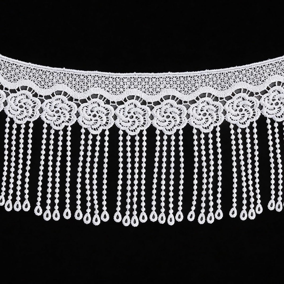 4.34 Inch White Lace Fringe Trim, Venice Lace Trim for Sewing