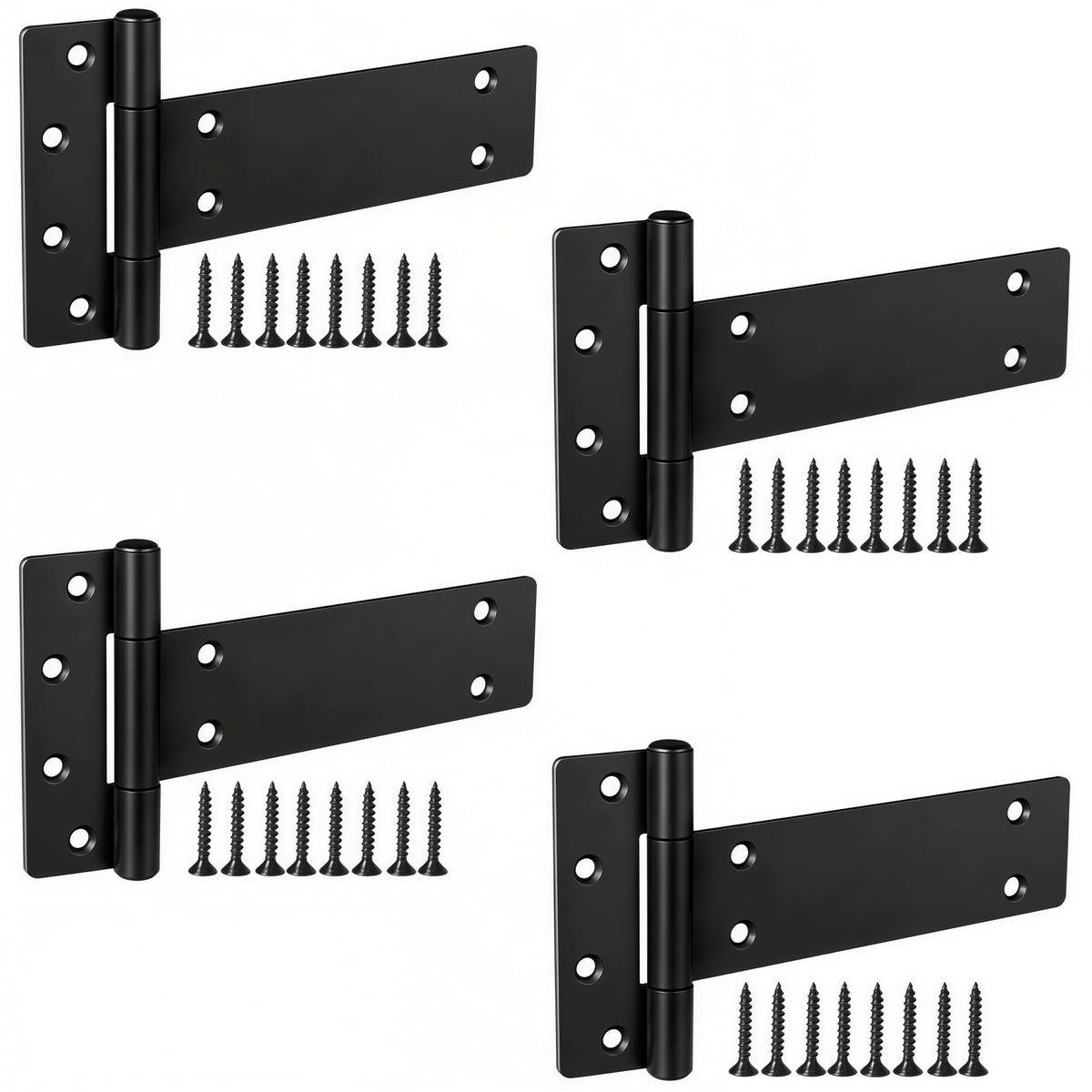 5 in T-Strap Heavy Duty Gate Hinges, 260 Lbs Capacity Black Shed Door Hinges, 4 Pack Heavy Duty Gate Hinge, Wrought