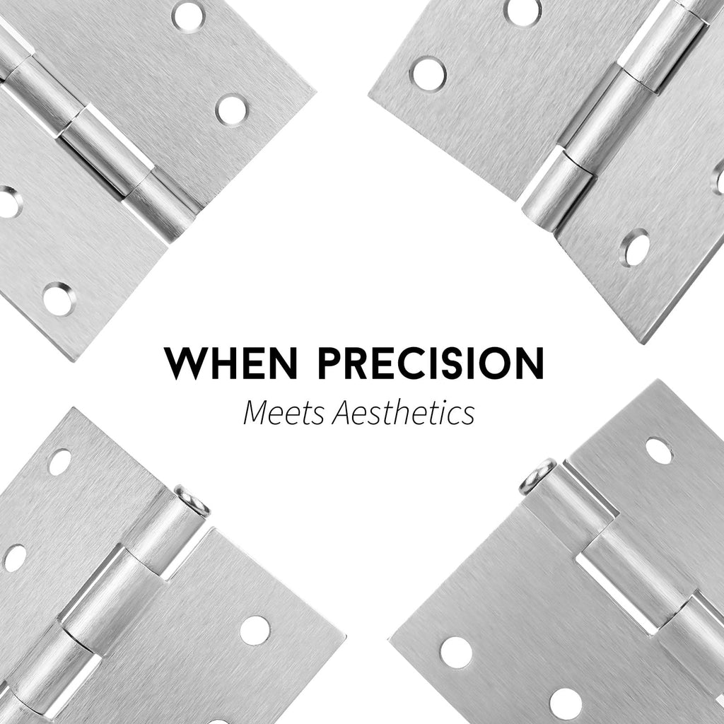 Brushed Nickel Door Hinges 4 inch x 4 inch Door Hinges 6 Pack