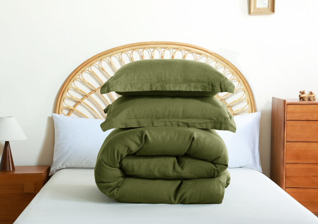 100% French Flax Linen Duvet Cover Set, 88''x92'' 3 Pcs with 4 Corner Ties and Button Closure, Soft and