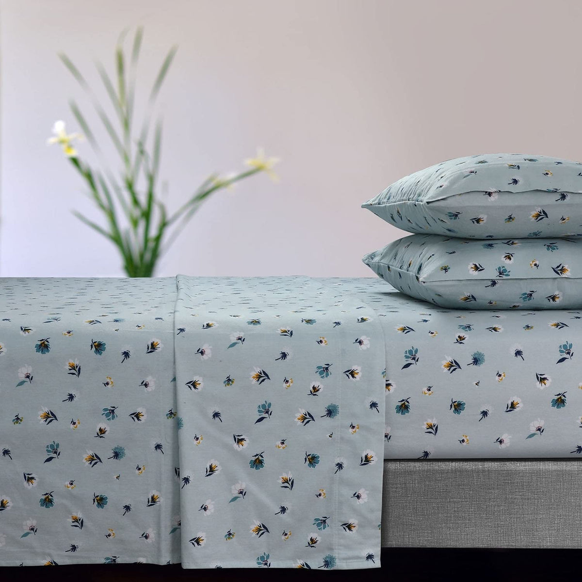 Extra Deep Pocket Flannel Sheet Set, Ayana Grey