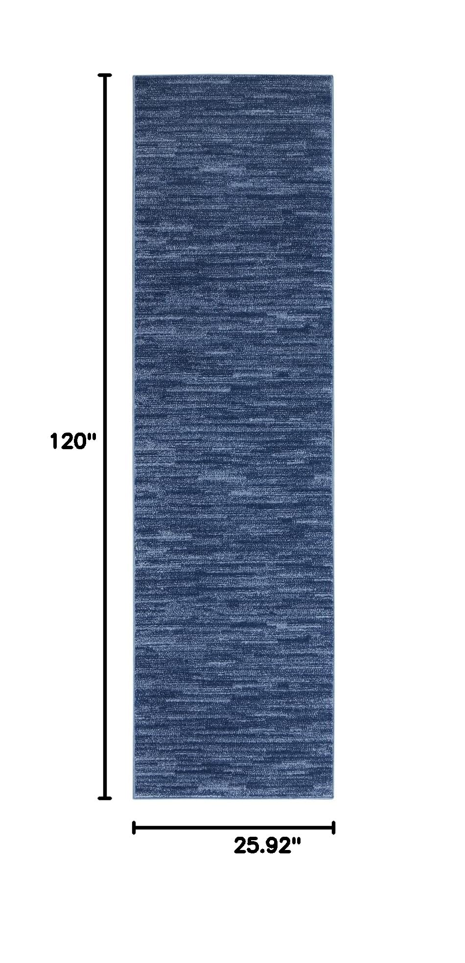 Essentials Navy Blue 2'2" x 10' Area Rug - Easy Clean, Non Shedding, Bed Room, Living Room, Dining Room, Kitchen