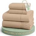 Queen Sheets 100% Organic Cotton Soft 4pc Percale - Taupe