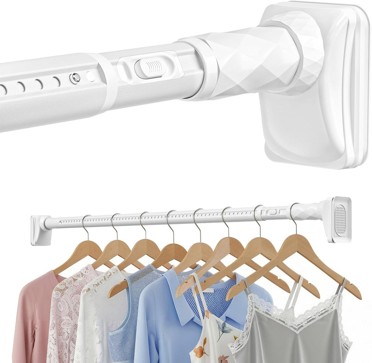 White Closet Rods For Hanging Clothes,41-67 In heavy duty tension rod