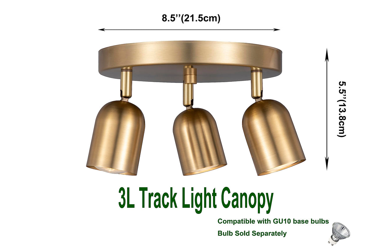 3 Light Track Lighting Kit Canopy,Matt Brass Finish with Modern Flush Mount Ceiling Spotlight Improvement