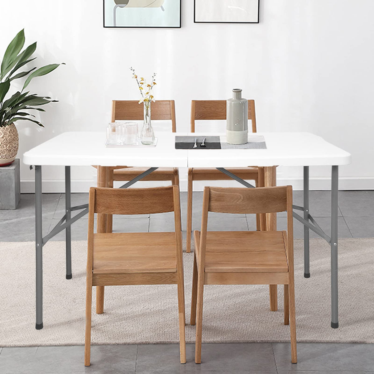 Folding Table 4ft Heavy Duty Folding Tables Indoor Outdoor Plastic Dining Table Portable Folding Square Card Table