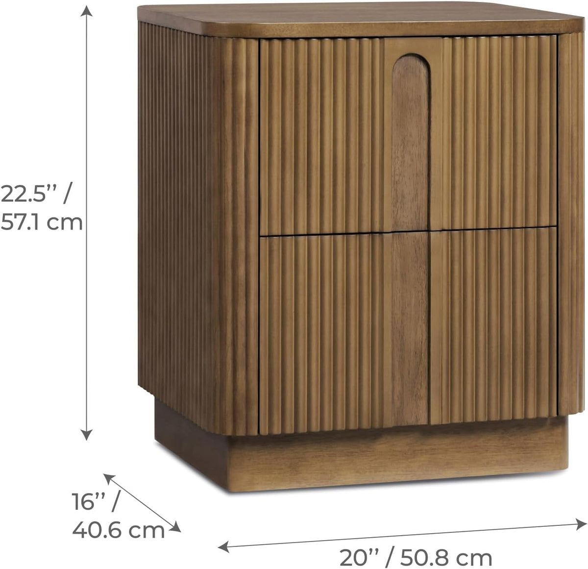 20'' W Modern Storage 2-Drawer Push to Open Nightstand with Solid Wood Frame, Bedside Table Bedroom Furniture