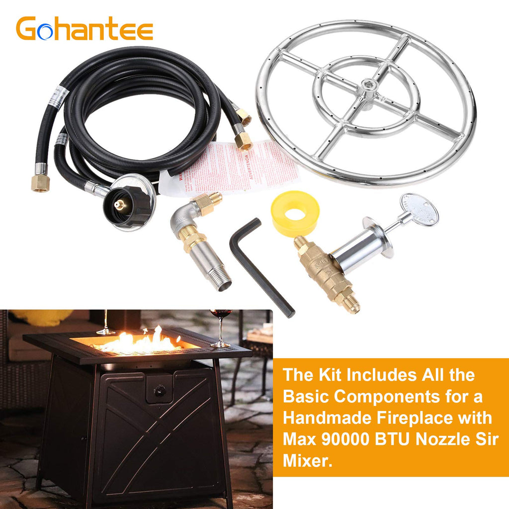 Ring Burner Valve Assembly Kit, 12 inch Stainless Steel Fire Pit