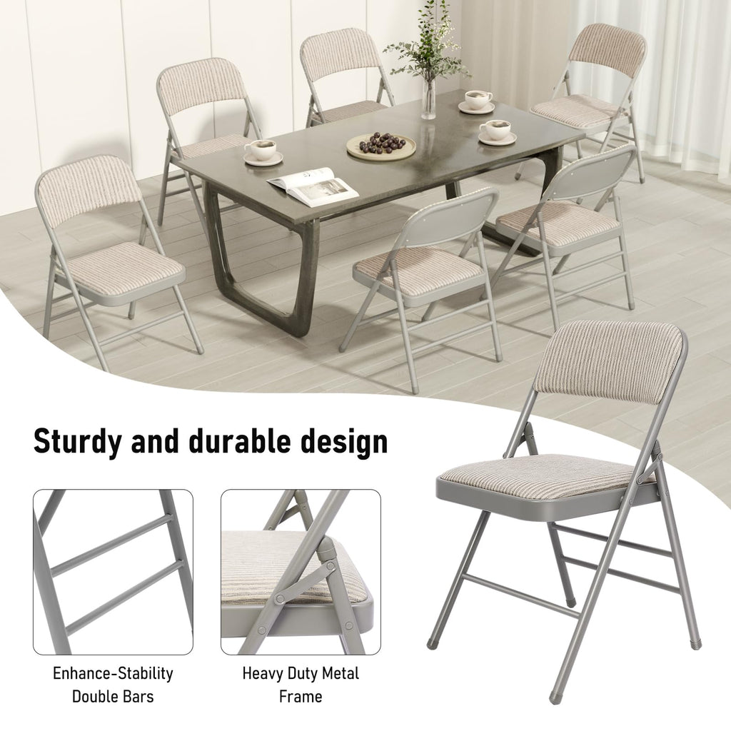 12 Pack Fabric Folding Chairs with Padded Cushion, Steel Frame, Grey, 350lbs