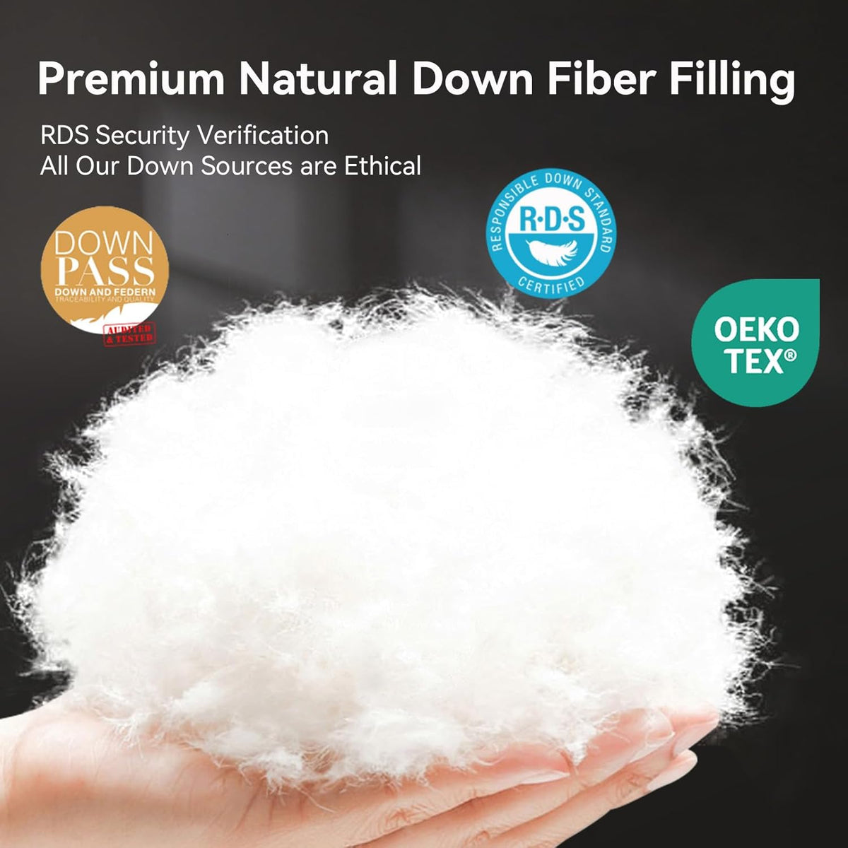 Goose Feather Down Fiber Comforter, 100% Organic Cotton Fabric Duvet Insert,1200TC,750+Fill Power