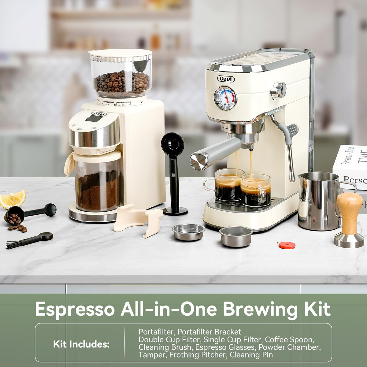 20 Bar Espresso Machine with Conical Burr Anti-Static Coffee Grinder