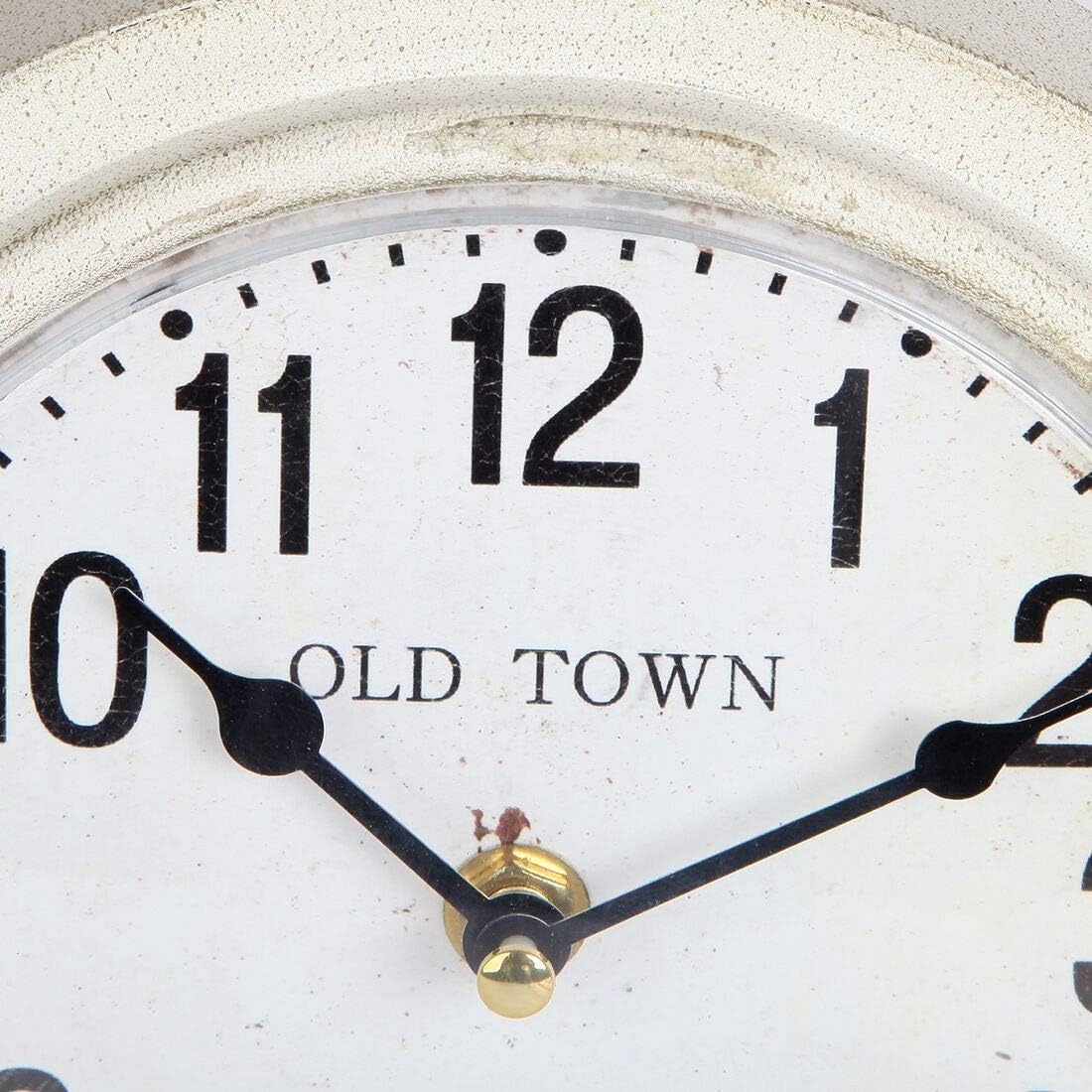 Antique Inspired Farmhouse Desk Or Mantel Clock, Battery Powered, Metal Body, Ivory