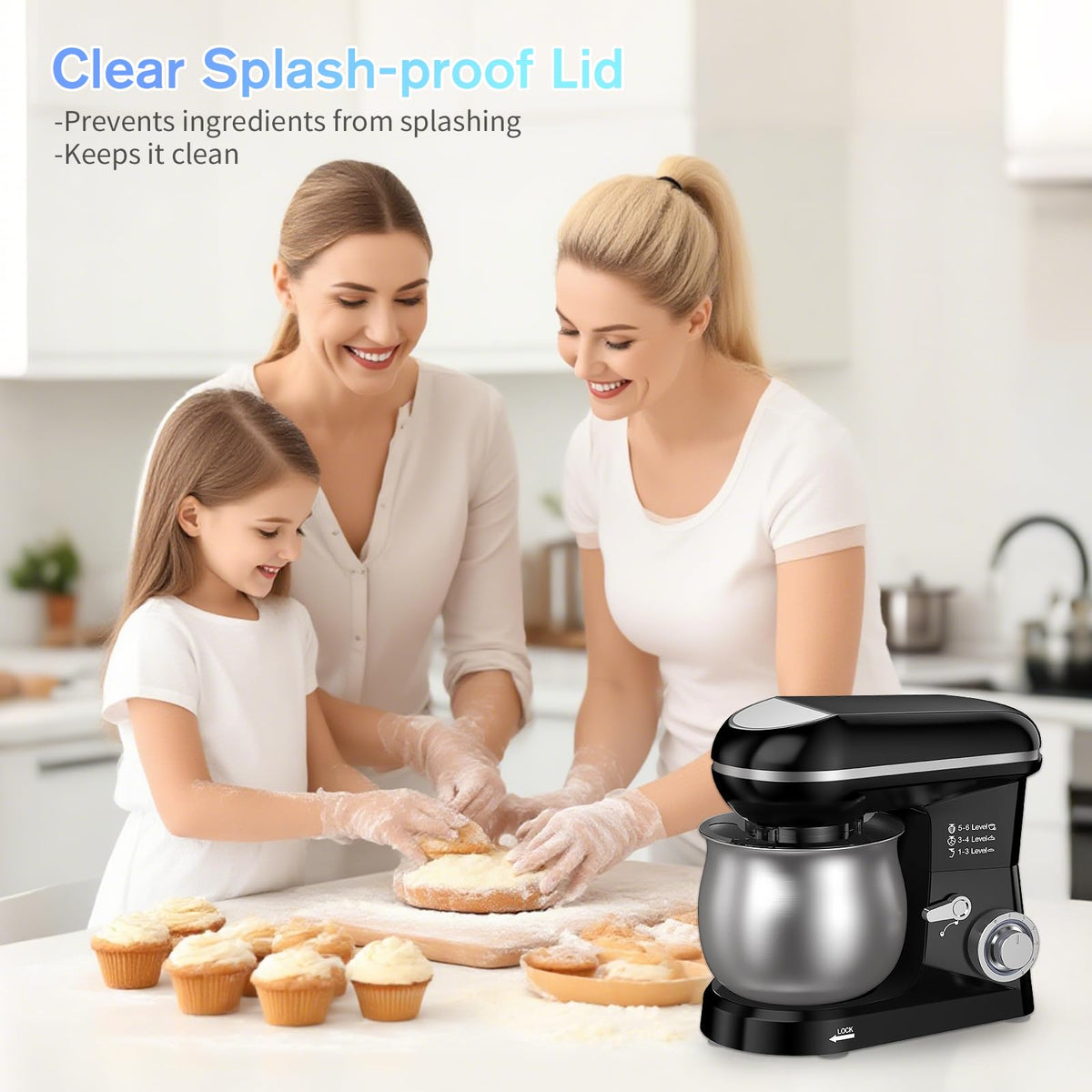 Electric Stand Mixer with 5.3 Quart, Cake Mixer with Stainless Steel Bowl and Stand, Kitchen Mixer Tilt-Head Design