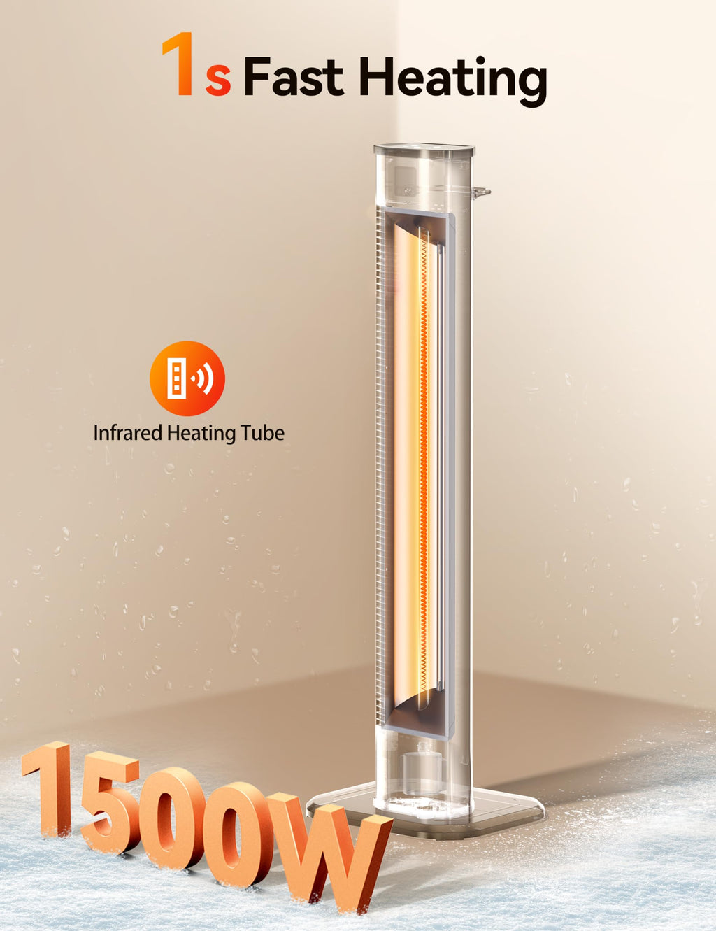 42" 1500W Electric Outdoor Infrared Heater with Remote, 9 Heat Levels, 24H Timer, 1S Fast Heating, IPX5 Waterproof